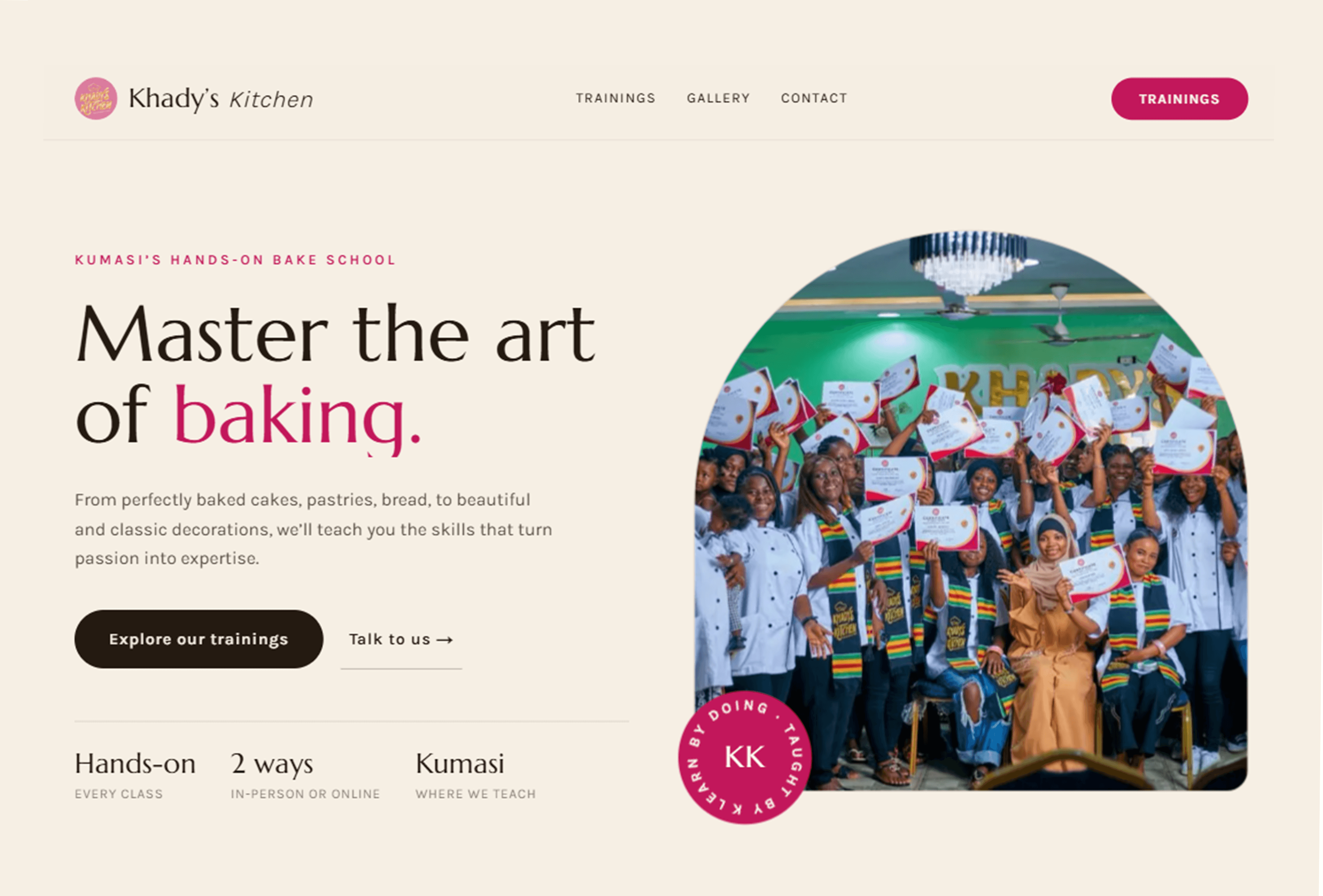 Khady's Kitchen - Full-stack site for a Kumasi-based bakery & bake school